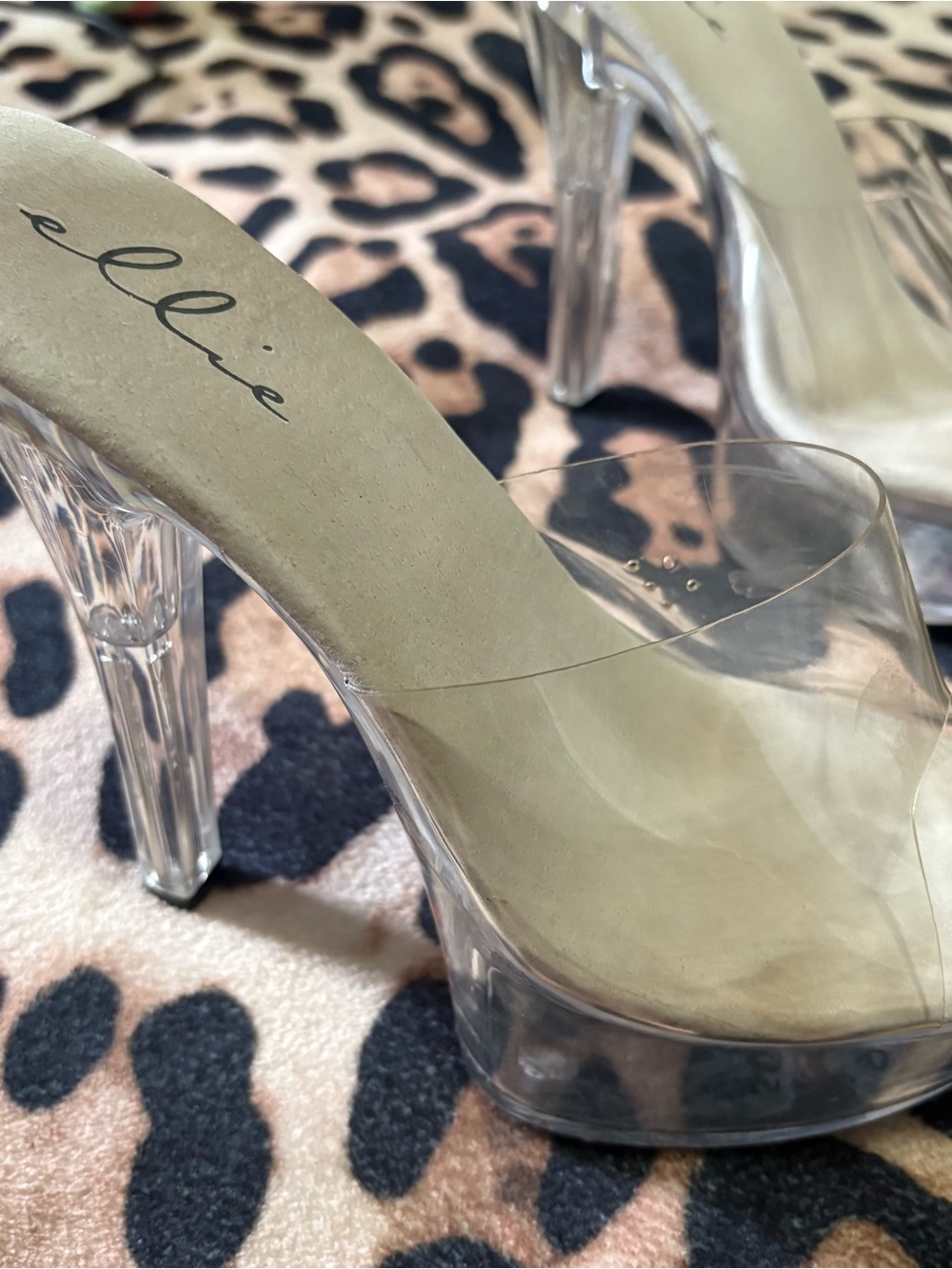 Clear Lucite Platform Heels in Transparent/Clear